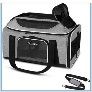 Petskd Grey Top-Expandable Soft-Sided Pet Carrier for Small Cats and Dogs NEW